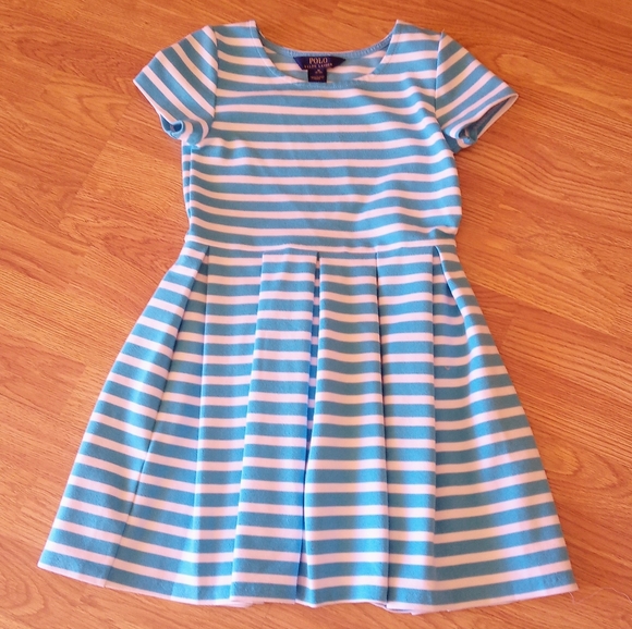 Polo Ralph Lauren Other - *Polo Ralph Lauren girls dress blue and white stripe sz M8/10